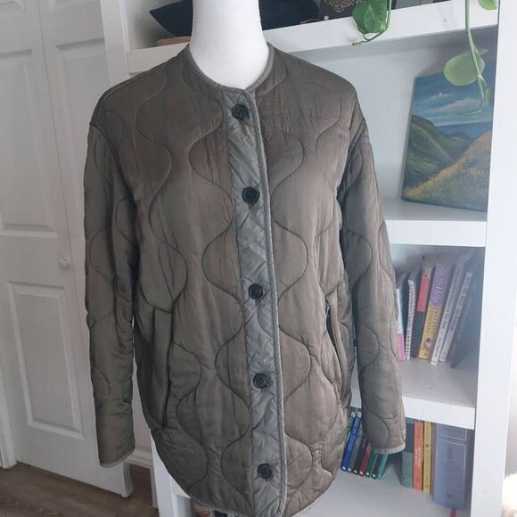 All Saints Hayes Quilted Jacket - Size XS Olive Green - Picture 8 of 15
